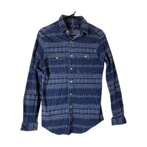 Polo Ralph Lauren Denim Shirt Mens XL Blue Jean Western Pearl Snap Long Sleeve